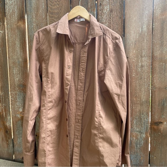 H2H Men's Brown Fitted Long Sleeve Button Down Size Large - Picture 1 of 11